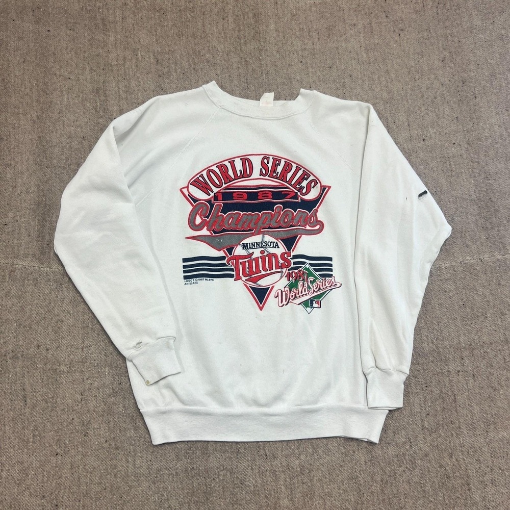 Vintage Minnesota Twins Sweatshirt Mens Large White 1980s World Series